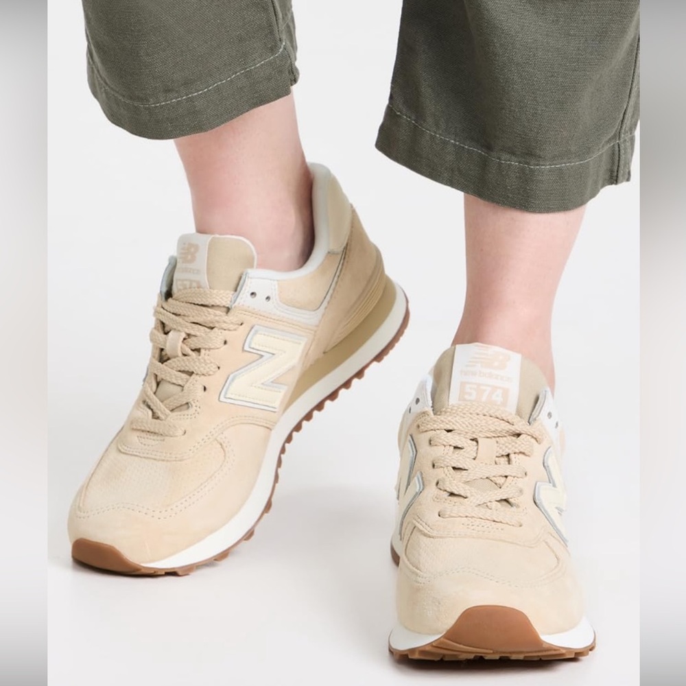 New Balance Beige and White Sneakers